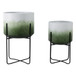 19" / 23" Gradient Metal Planters On Stands (Set of 2) - Green