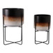 19" / 23" Ombre Metal Planters On Stands (Set of 2) - Brown