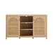 Transitional 2 Door Sideboard With Arched Rattan Panels