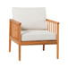 Contemporary Cushioned Eucalyptus Wood Patio Accent Chair