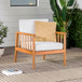 Contemporary Cushioned Eucalyptus Wood Patio Accent Chair