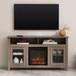 Classic Glass Door Fireplace Tall TV Stand For TVs Up To 65"
