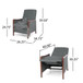 Mendota - Mid Century Modern Fabric Channel Stitch Wood Pushback Recliner - Gray