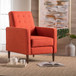 Mid-Century Modern Recliner With Button Tufted Waffle Stitch