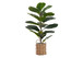 28" Tall, Artificial Plant, Fiddle Tree, Indoor, Faux, Fake, Floor, Greenery, Potted, Real Touch, Decorative - Green / Beige