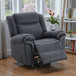 Domana - Polished Microfiber Power Nirion Recliner With Lift Heating Massage Chair - Dark Blue