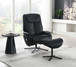 Labotina - Top Grain Leather Accent Chair With Swivel & Ottoman - Black