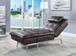 Padilla - Synthetic Leather Chaise Lounge With Pillow USB - Brown