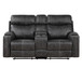 Hirah - Microfiber Manual Recliner Loveseat With Cupholder Function And Built-In USB Port - Dark Gray