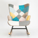 Rocking Chair, Mid-Century Fabric Rocker Chair With Wood Legs And Patchwork Linen For Livingroom Bedroom - Multicolor