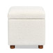 Upholstered Storage Ottoman - Ivory White