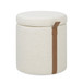 Brandy - Round Upholstered Storage Ottoman With Leather Accent