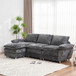 Modern Deep 3 Seat Sofa Couch With Ottoman, Comfy Upholstered Furniture