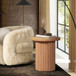 Kenzie - Fluted Pillar Round Accent Side Table - Light Natural Brown