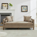 Upholstered Chaise Lounge Indoor With Nailheads, Sleeper Sofa Couch With 4 Throw Pillows & 2 Bolsters, Daybed With Rubberwood Legs