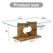 Modern Rectangular Coffee Table With Tempered Glass Top - Natural Wood