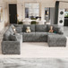 Sectional Sofa Pull-Out Sofa Bed Sleeper With A Storage Ottoman, Three Pillows And Charging Devices For Living Room