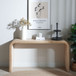 Console Table With Wood Beads Curved Waterfall Style Table - Antique Natural / Natural / Rustic / Natural / White