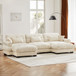 Modern Sectional Sofa With Ottoman, Round Bolster Armrests, Waist And Throw Pillows