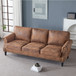Rolled Arm Sofa With Nailhead Trim With Wooden Legs