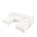 Contemporary Elegant White Chenille Sofa With Storage And Ottoman