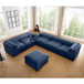 Contemporary Elegant White Chenille Sofa With Storage And Ottoman