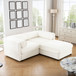 Contemporary Elegant White Chenille Sofa With Storage And Ottoman