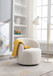 Teddy Fabric Swivel Accent Armchair Barrel Chair With Powder Coating Metal Ring