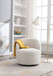Teddy Fabric Swivel Accent Armchair Barrel Chair With Powder Coating Metal Ring