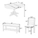 Topmax - 6 Piece Farmhouse Extendable Pedestal Dining Table Set With 18Inch Removable Leaf, Bench And 4 Ladder Back Dining Chairs