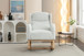 Teddy Fabric Rocking Chair With Packet Wood Legs - Ivory