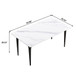 63" Modern Artificial Stone White Straight Edge Black Metal Leg Dining Table, 6 People - White / Black