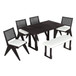 6 Piece Extendable Dining Table Set With 4 Wicker Back Upholstered Dining Chairs And Long Bench, 2 Removable Leaf
