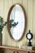 Oval Wall Mirror With Wood Frame, Farmhouse Wood Mirror For Bathroom Entryway Console Lean Against Wall - Brown