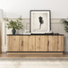 Grain 4 Door TV Cabinet, An Ideal Choice For TV And Item Storage In Modern Homes, A Perfect Blend Of Nordic And Modern Minimalist Styles - Black