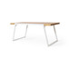 Outdoor Dining Table With Slat Top - Teak / White