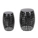Modern Outdoor Metal End Table Set With Durable Iron Frame - Black
