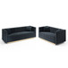 Contemporary Vertical Channel Tufted Velvet Sofa Loveseat Upholstered 2 Pieces Set With 4 Pillows