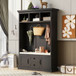 Hall Tree With 3 Hooks, Coat Hanger, Entryway Bench, Storage Bench, 3 In 1 Design