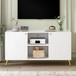 Modern TV Stand With Adjustable Shelf, Handles And Anti-Tip Device