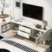 Modern TV Stand For TVs Up To 75" With Fluted Glass Doors