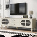 Modern TV Stand For TVs Up To 75" With Fluted Glass Doors