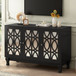 Modern Mirrored TV Stand, 3 Adjustable Shelves For Living Room