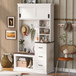 Modern Wide Hall Tree With Coat Rack, 3 Shelves And Drawers, 3 Sturdy Hooks