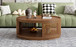 Round Cane Coffee Table With Rattan Side