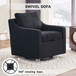 Linen Fabric 360° Swivel Accent Chair With Upholstered Back Pillow And Rivet Armrest