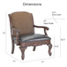 Lucille - Arm Chair, Jacquard Fabric Back - Brown