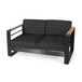Loveseat With Slat Paneling And Aluminum Frame - Black