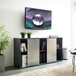 Metro - Contemporary TV Stand With 2 Shelves And Sliding Doors - Silver
