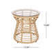 San Pedro - Boho Style Side Table With Tempered Glass Top - Light Brown Rattan